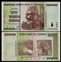 ZIMBABWE -  50 000 000 000 000 DOLLARS 2008 (UNC) 90