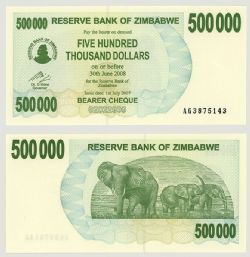 ZIMBABWE -  500 000 DOLLARS 2007 (UNC) 51