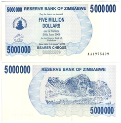 ZIMBABWE -  CINQ MILLION DOLLARS 2008 (UNC) 54