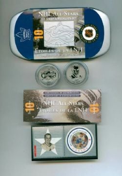 ÉTOILES DE LA LNH -  ENSEMBLE-SOUVENIR TIMBRES ET MÉDAILLON : SYL APPS -  PIÈCES DU CANADA 2001