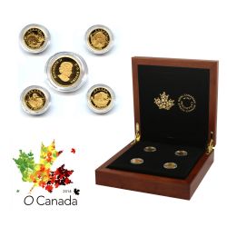 Ô CANADA (2014) -  COLLECTION COMPLÈTE DES 4 PIÈCES DE 5 DOLLARS EN OR -  PIÈCES DU CANADA 2014